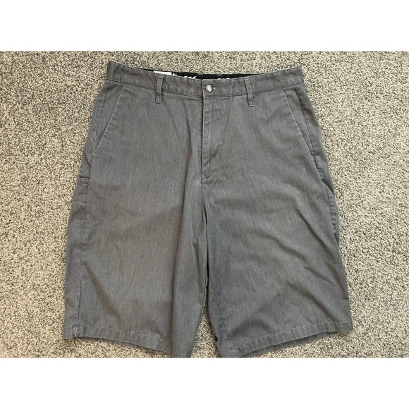 Volcom Shorts Mens Size 36 Charcoal Gray Chino Classic Casual Stretch Flat Front - Picture 1 of 5